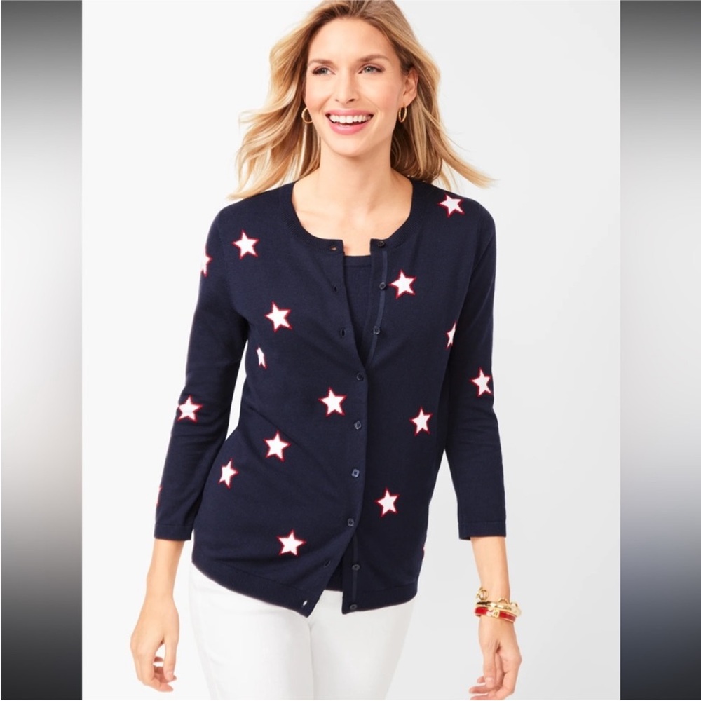 Talbots stars charming cardigan 3/4 sleeve Crewneck